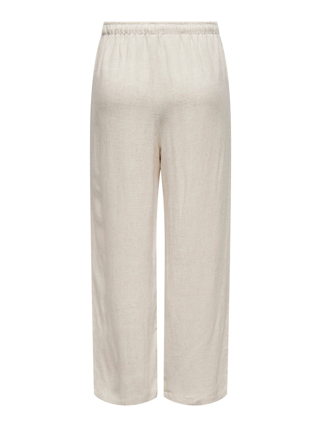 Beige Linen Blend Pull Up Pants