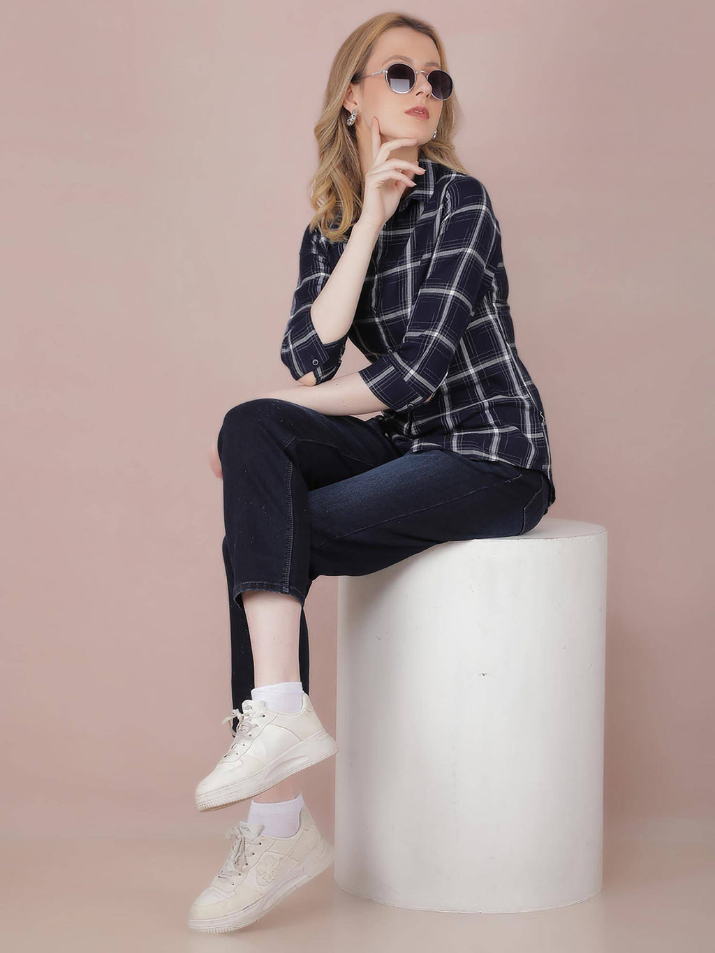 Womens Navy Blue Straight Jeans | ST23 - view 2