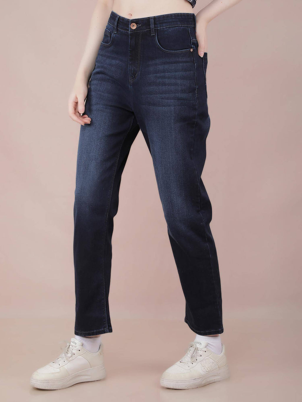 Womens Navy Blue Straight Jeans | ST23 - view 4