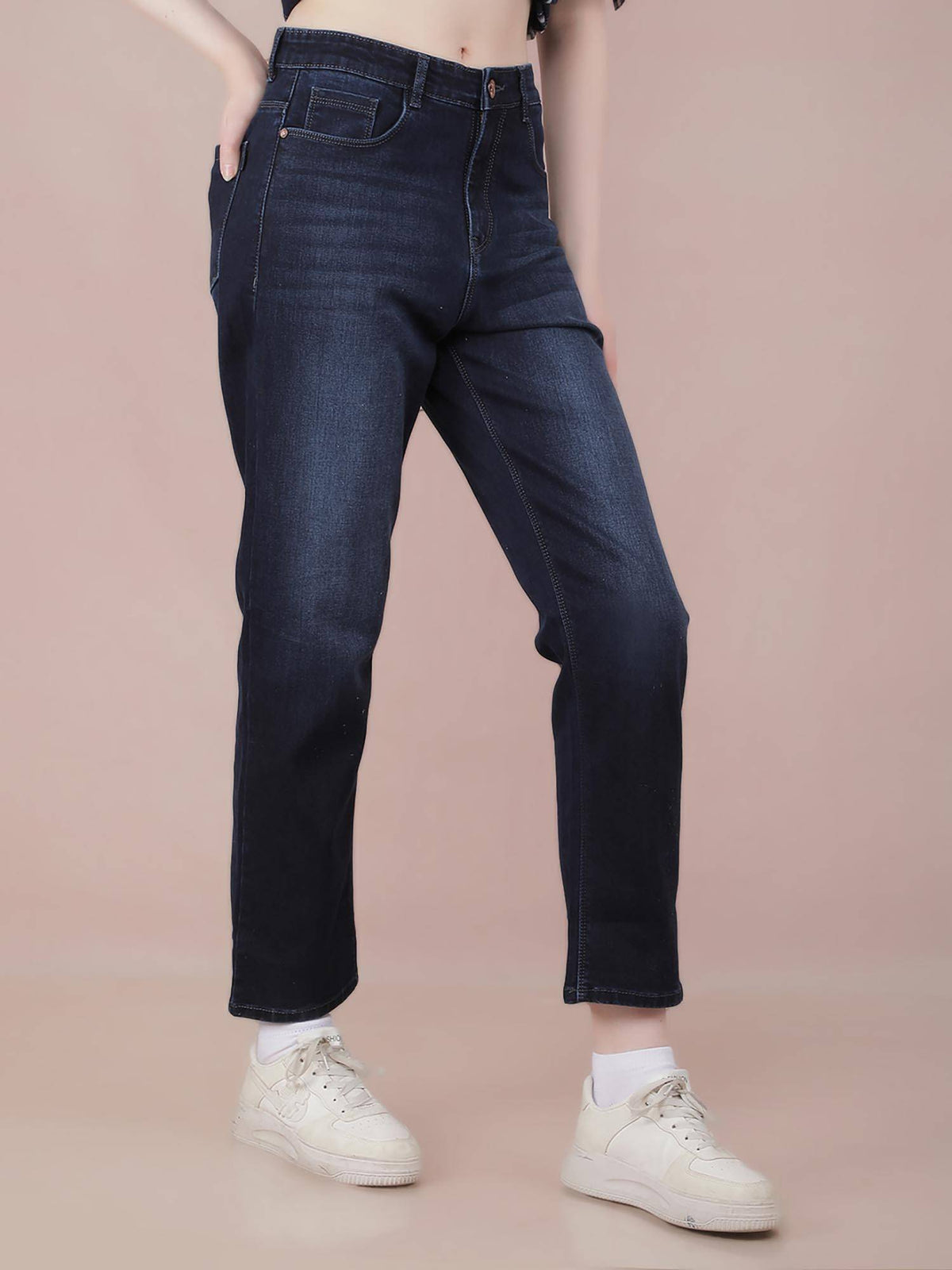Womens Navy Blue Straight Jeans | ST23 - view 5