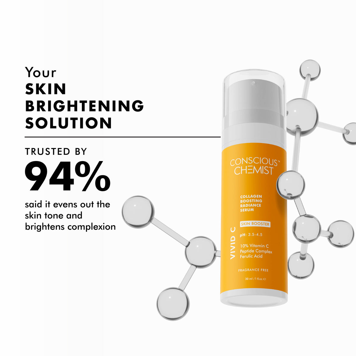 10% Vitamin C Face Serum (Advanced) With Peptiide Complex For Glowing Skin | Z8 - view 2