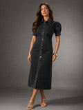 Womens Black Denim fitted Dress | D56 - view 1