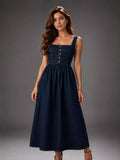 Womens Denim Long Midi Dress | D56 - view 1