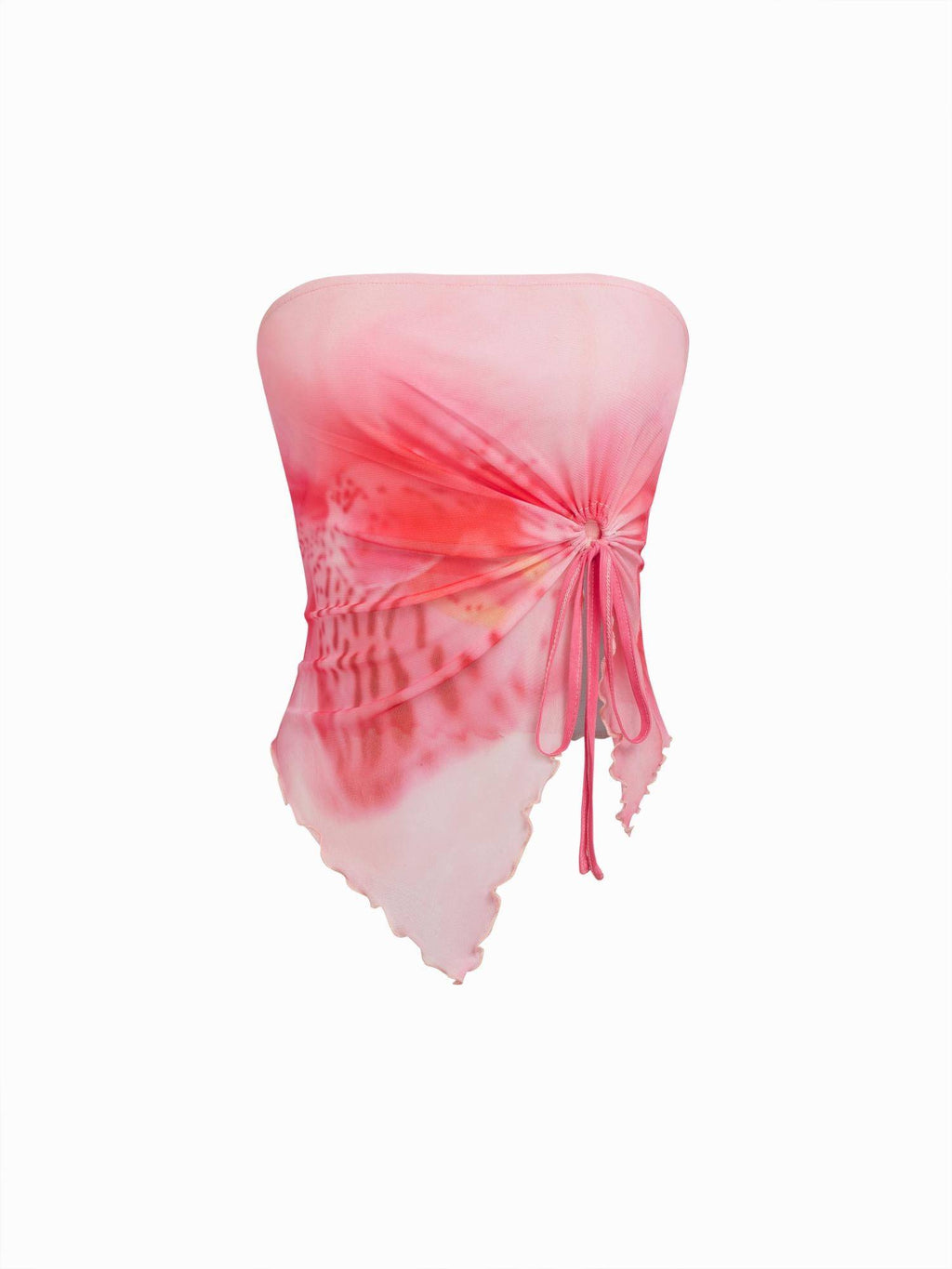 Mesh Solid O-ring Lettuce Trim Knotted Tube Top | TT90 - view 4