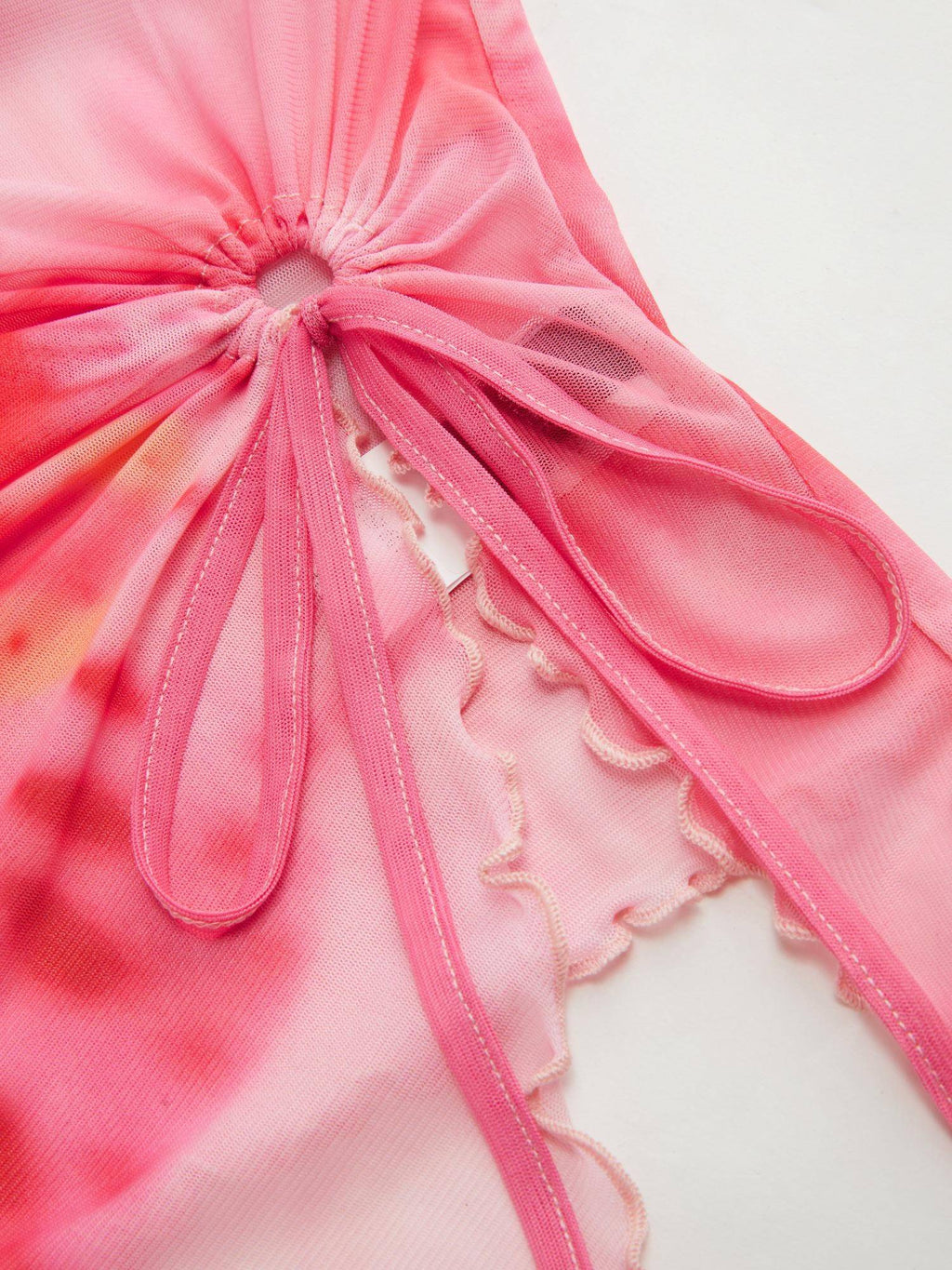 Mesh Solid O-ring Lettuce Trim Knotted Tube Top | TT90 - view 9