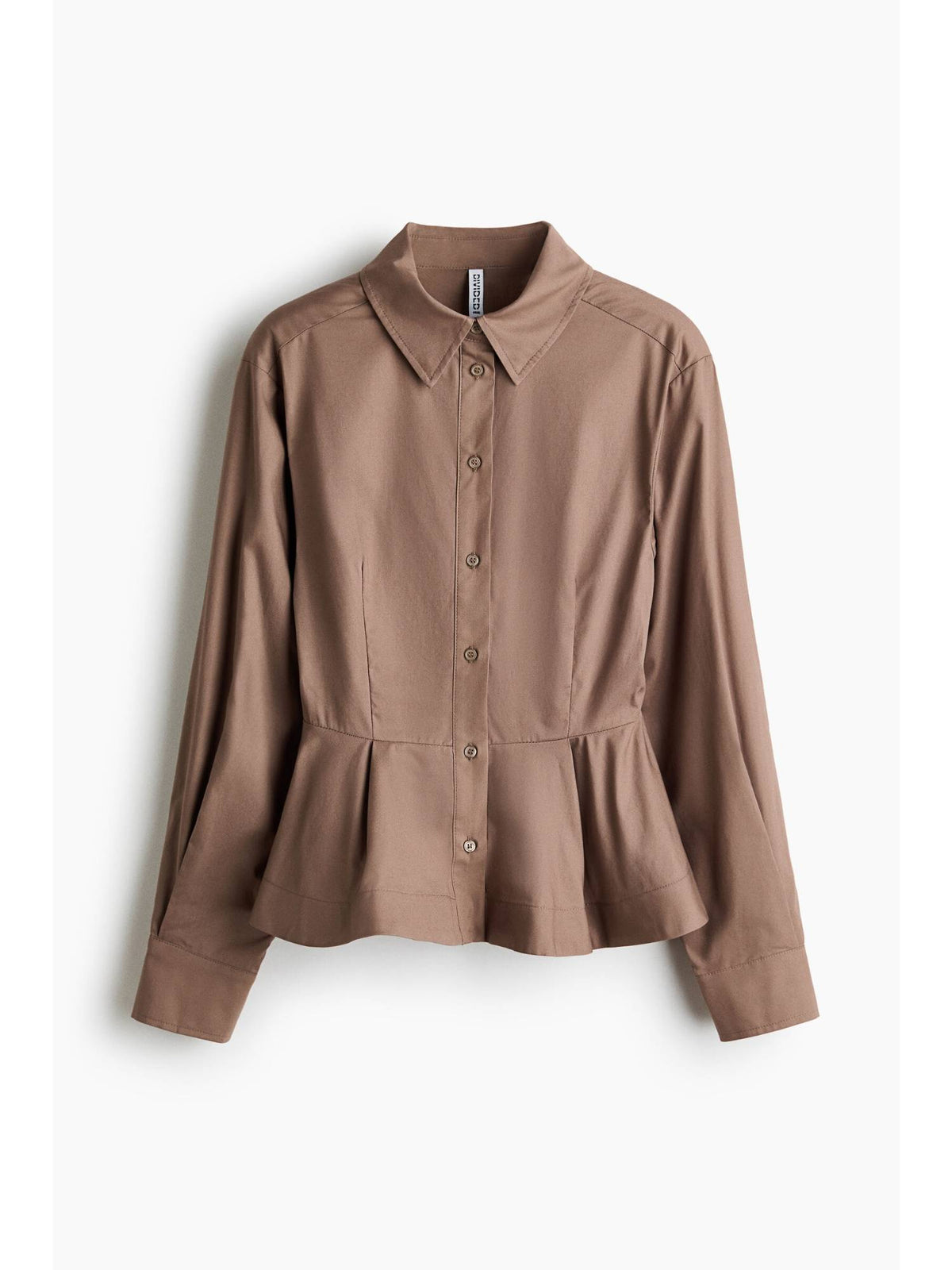 Women Beige Poplin Peplum Shirt | S67 - view 4
