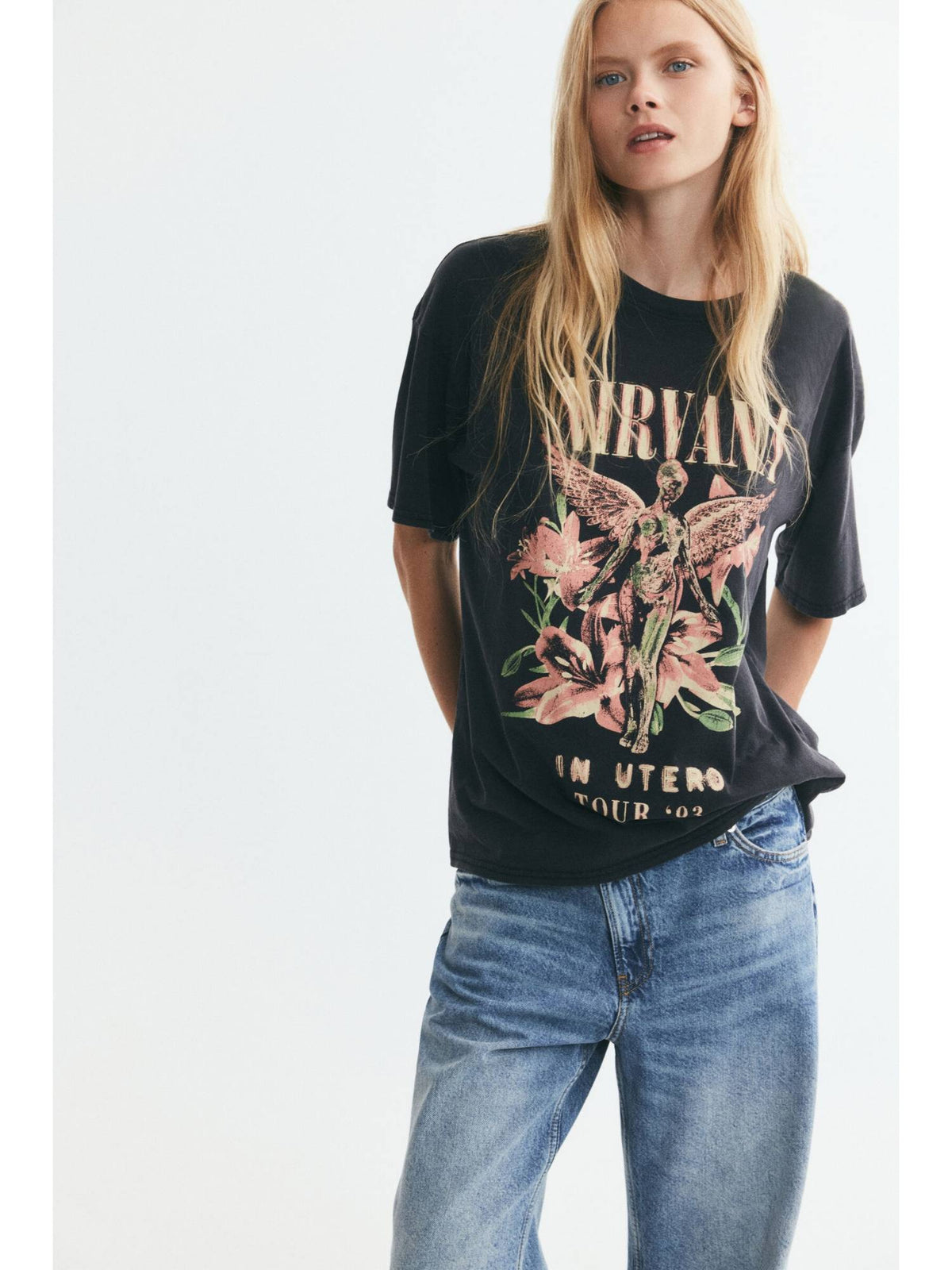Women Black Oversized Printed T-Shirt | TS56 - view 1