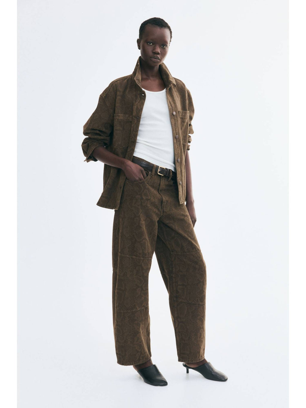 Women Brown Barrel High Waist Jeans | ST23 - view 1