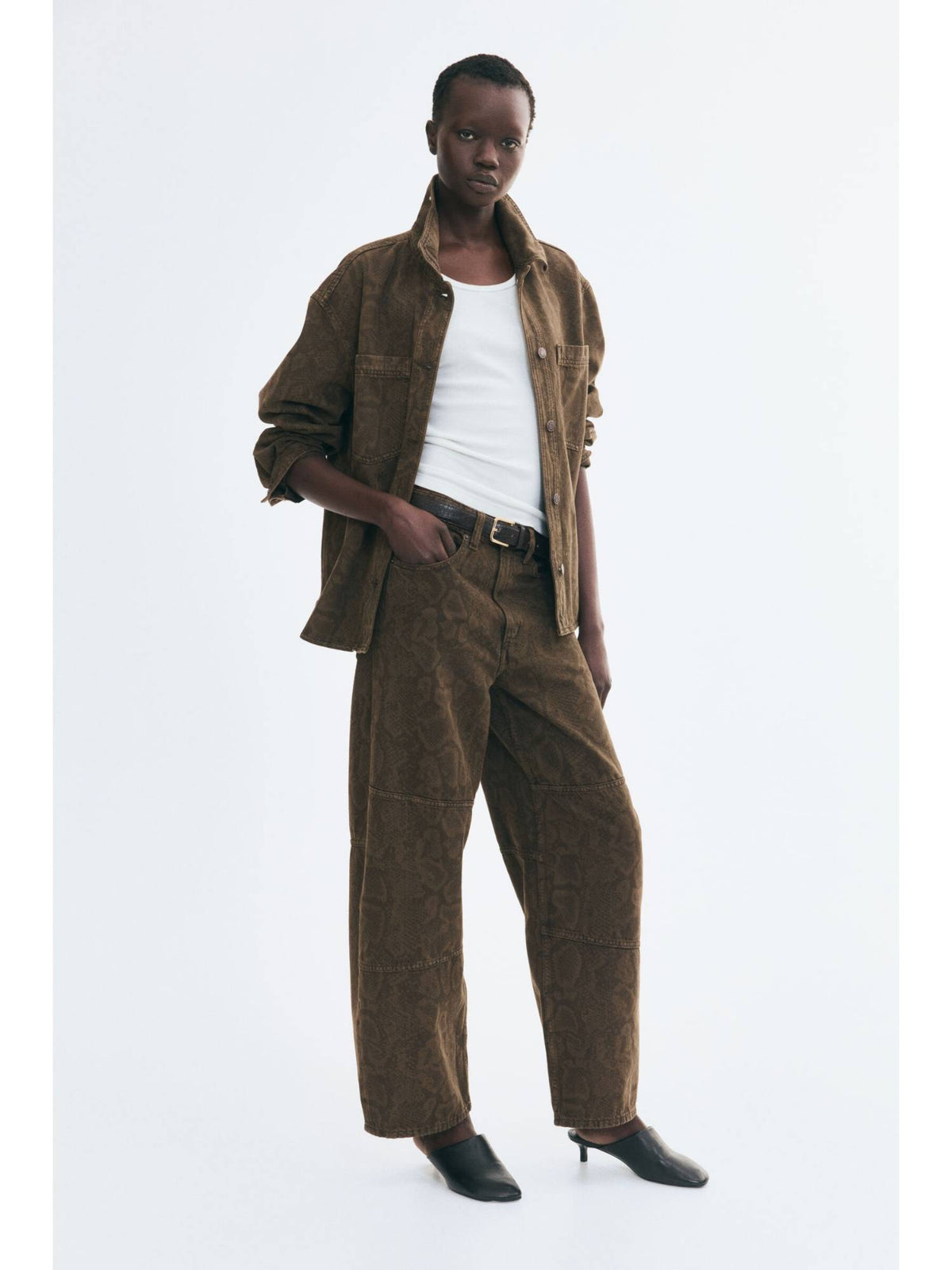 Women Brown Barrel High Waist Jeans | ST23 - view 1