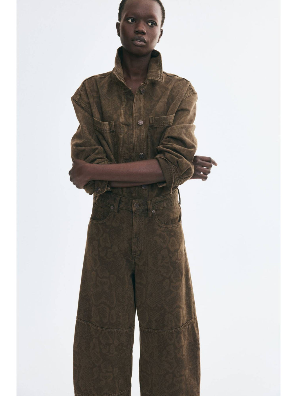 Women Brown Barrel High Waist Jeans | ST23 - view 4