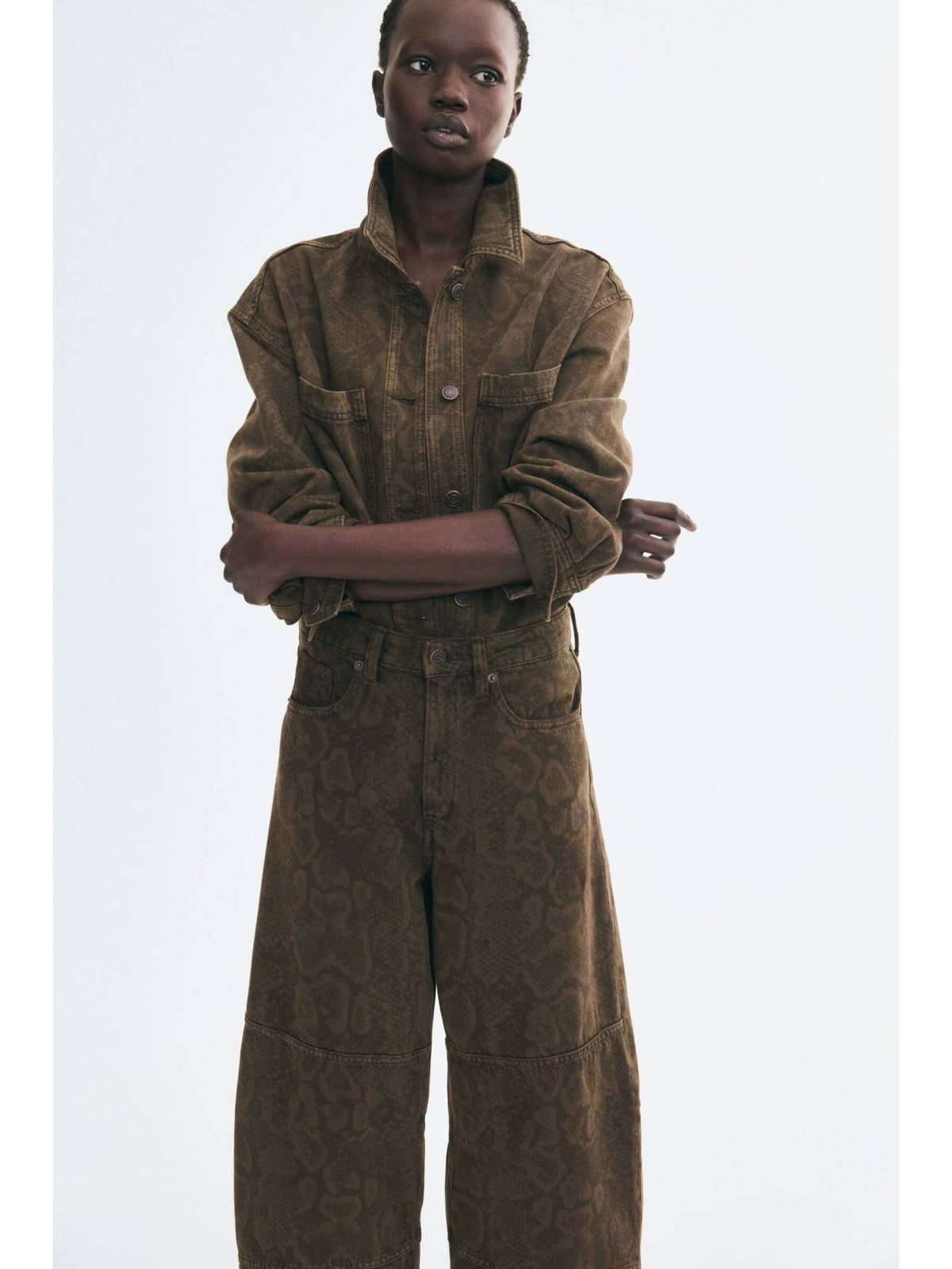 Women Brown Barrel High Waist Jeans | ST23 - view 4