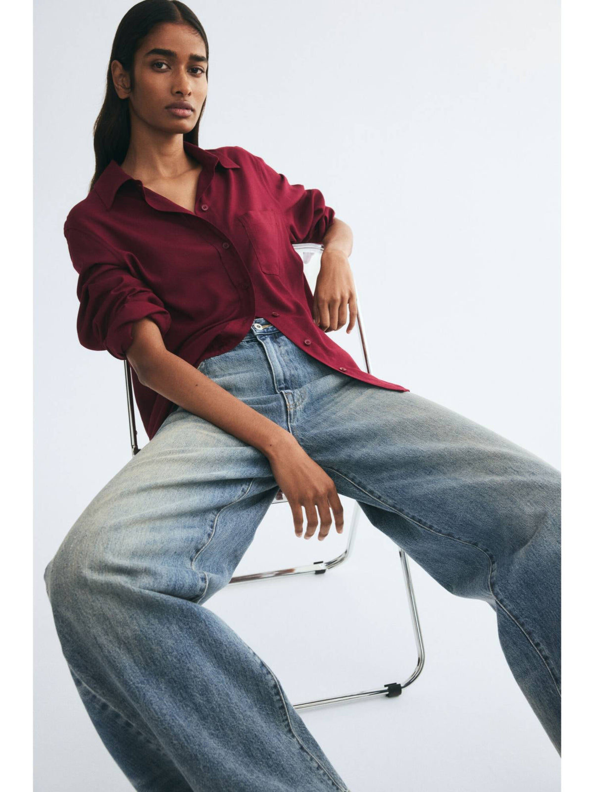 Women Brown Linen-Blend Shirt | S67 - view 16