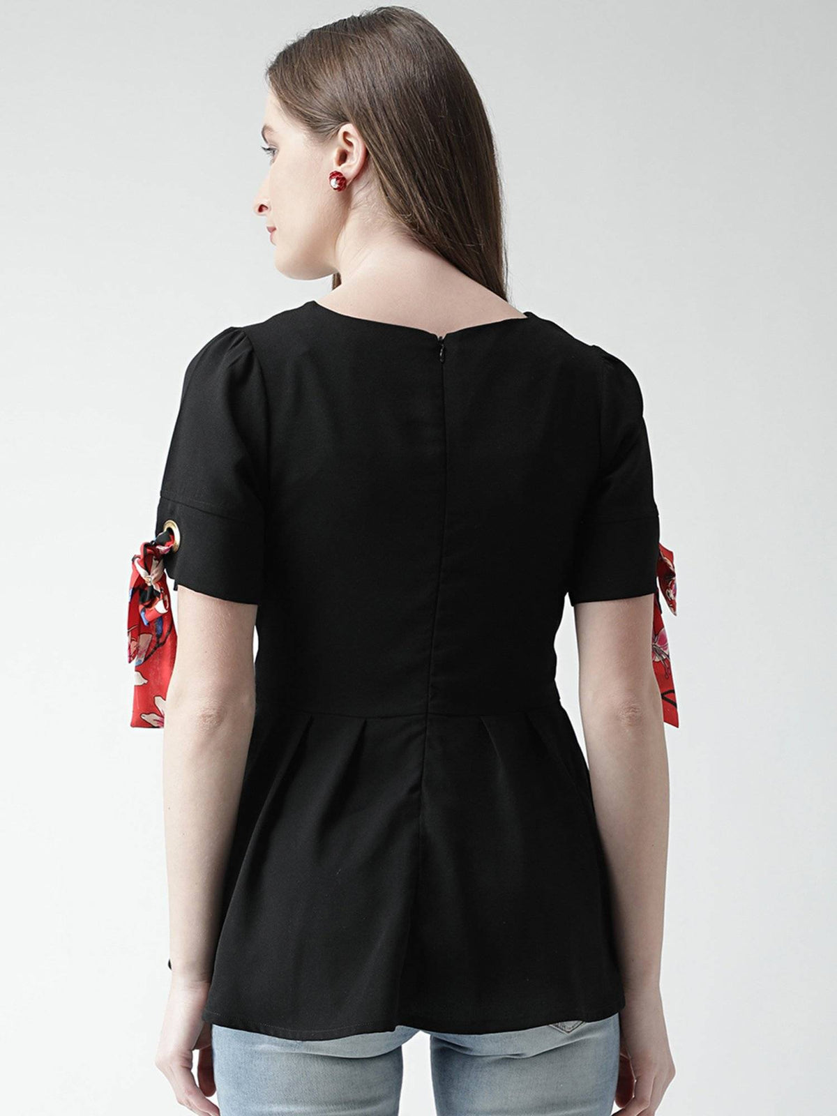 Black Eyelet Peplum Top | pt51 - view 2