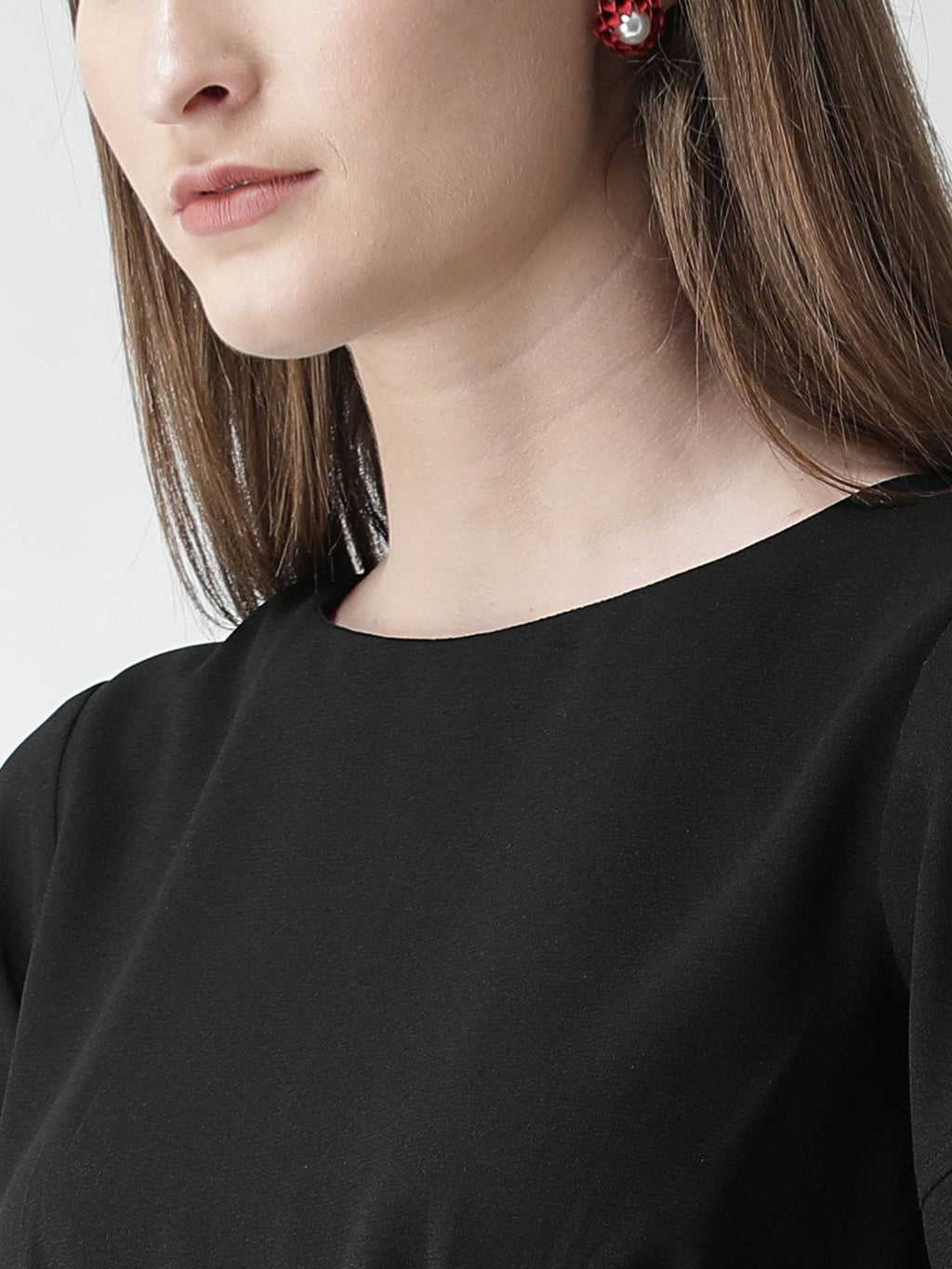 Black Eyelet Peplum Top | pt51 - view 4