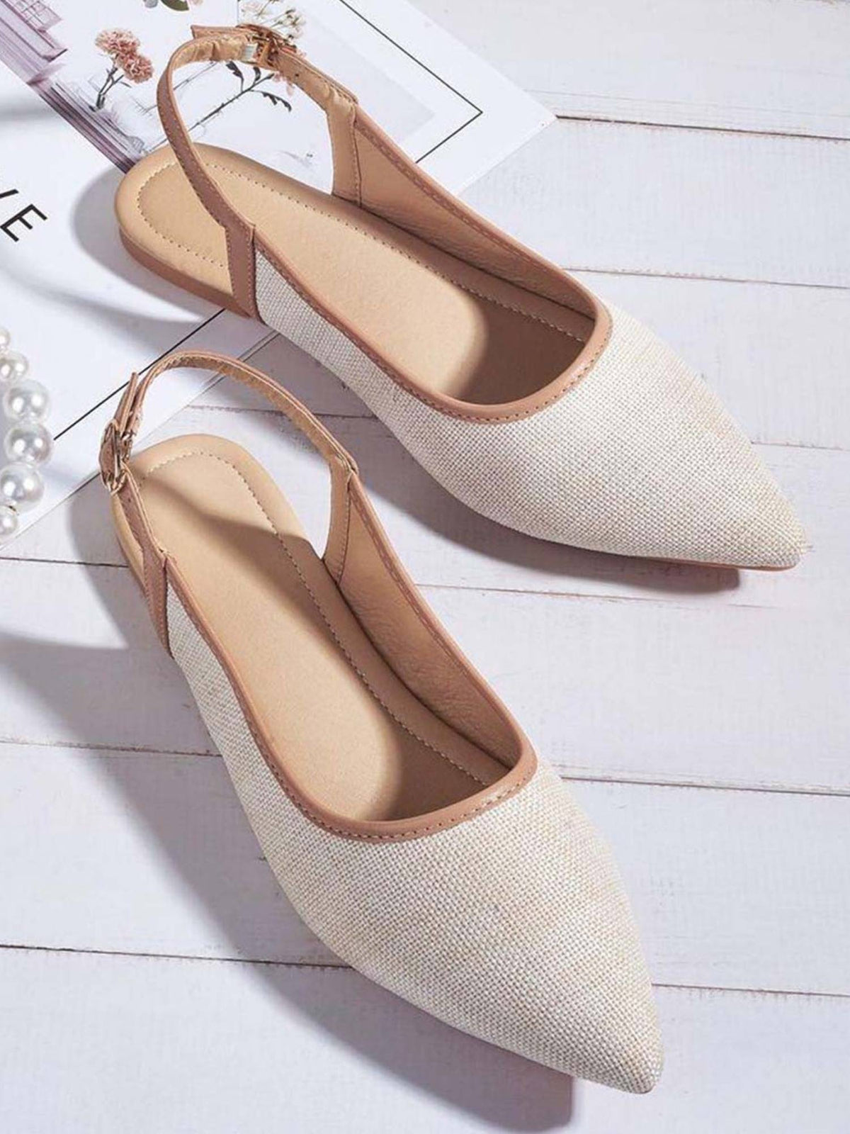 Women's White Colourblocked Buckles Mules Flats | F61 - view 1
