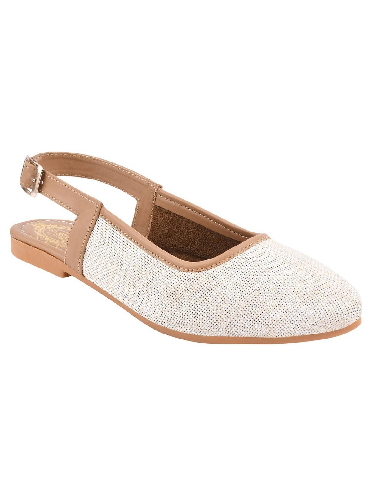 Women's White Colourblocked Buckles Mules Flats | F61 - view 2
