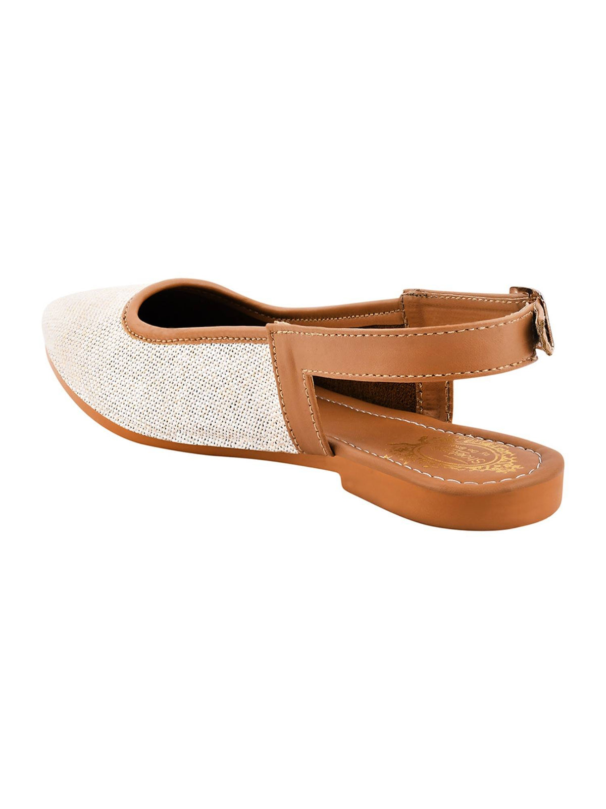 Women's White Colourblocked Buckles Mules Flats | F61 - view 3