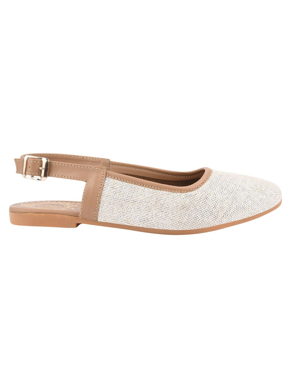 Women's White Colourblocked Buckles Mules Flats | F61 - view 4