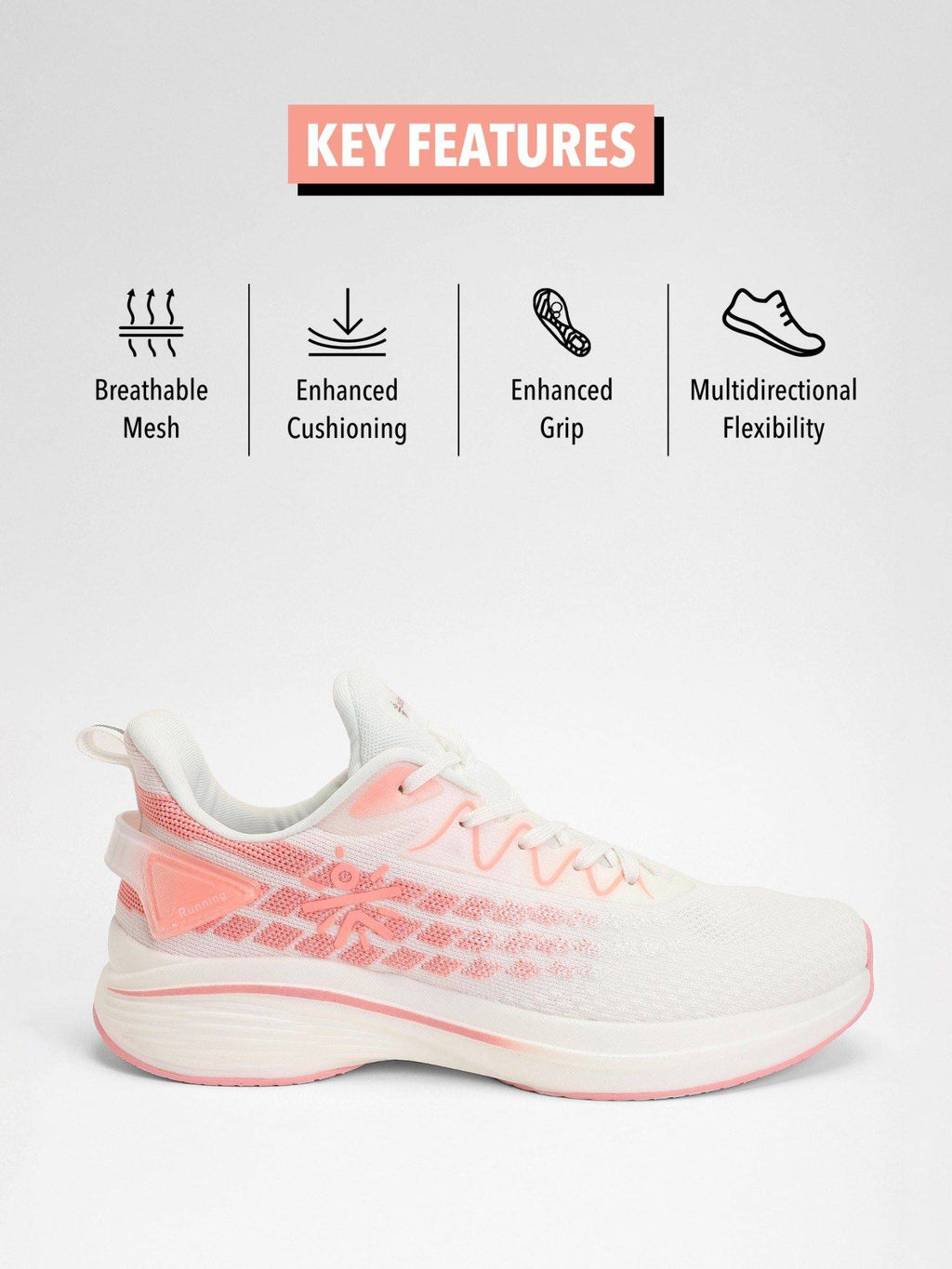 Active Women White Running Shoes | SH9 - view 4