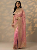 Libas Peach Embroidered Nylon Saree With Unstitched Blouse Piece