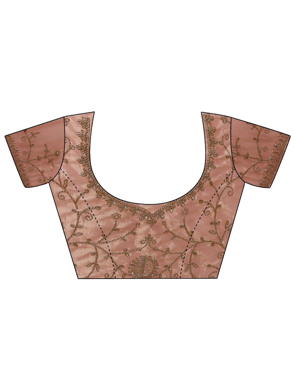 Libas Peach Embroidered Nylon Saree With Unstitched Blouse Piece