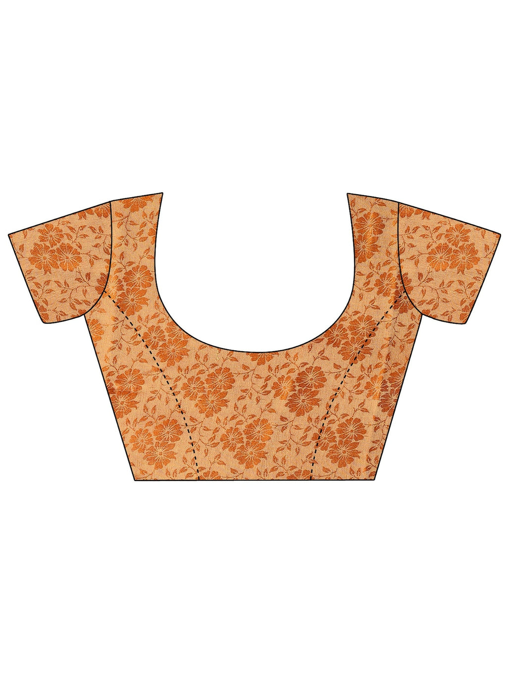Libas Orange Printed Chiffon Saree With Unstitched Blouse Piece S45