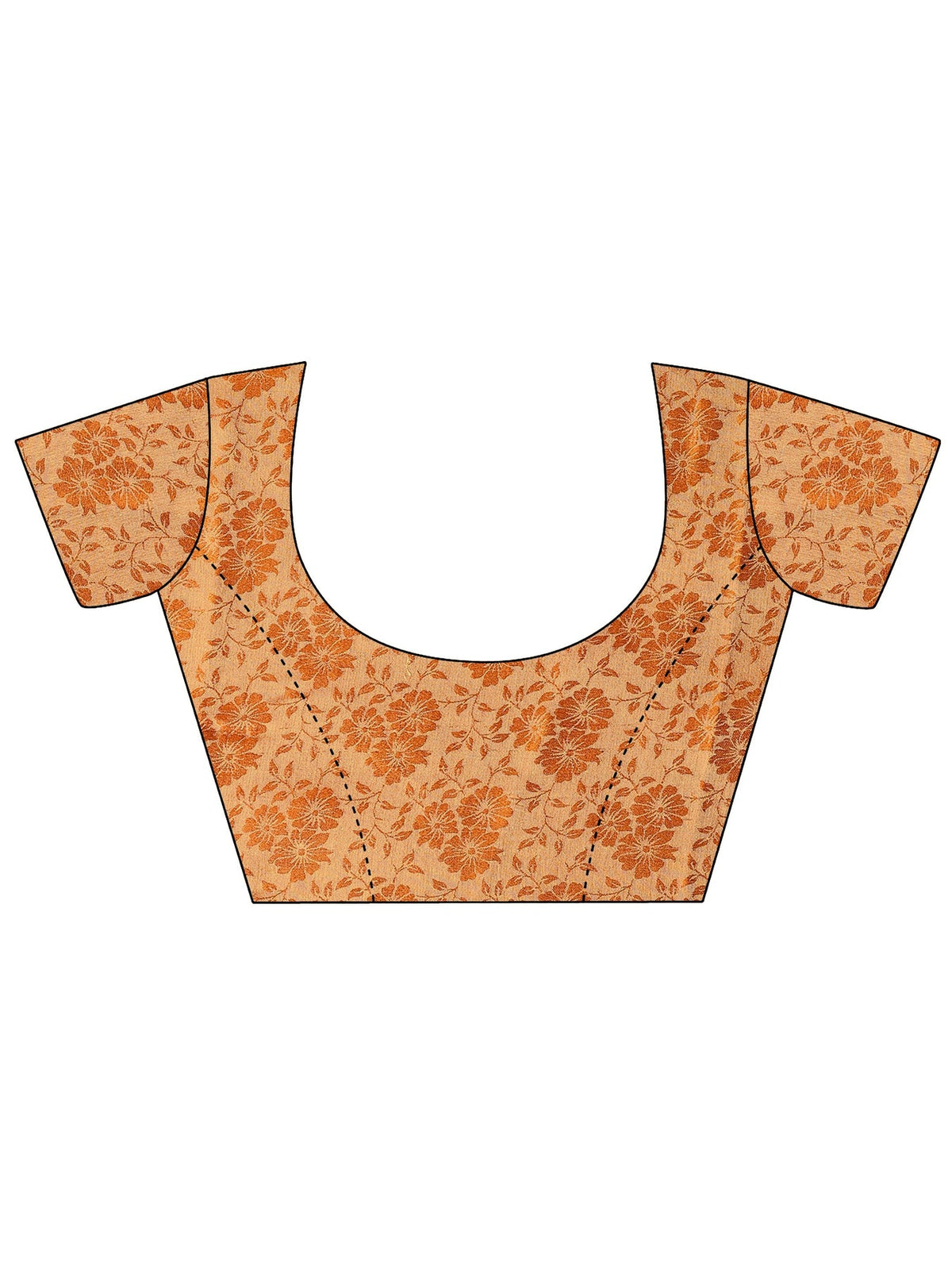 Libas Orange Printed Chiffon Saree With Unstitched Blouse Piece S45
