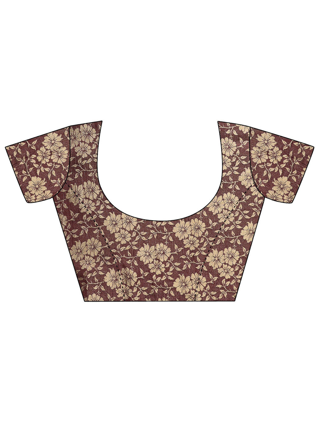 Libas Wine Printed Chiffon Saree With Unstitched Blouse Piece