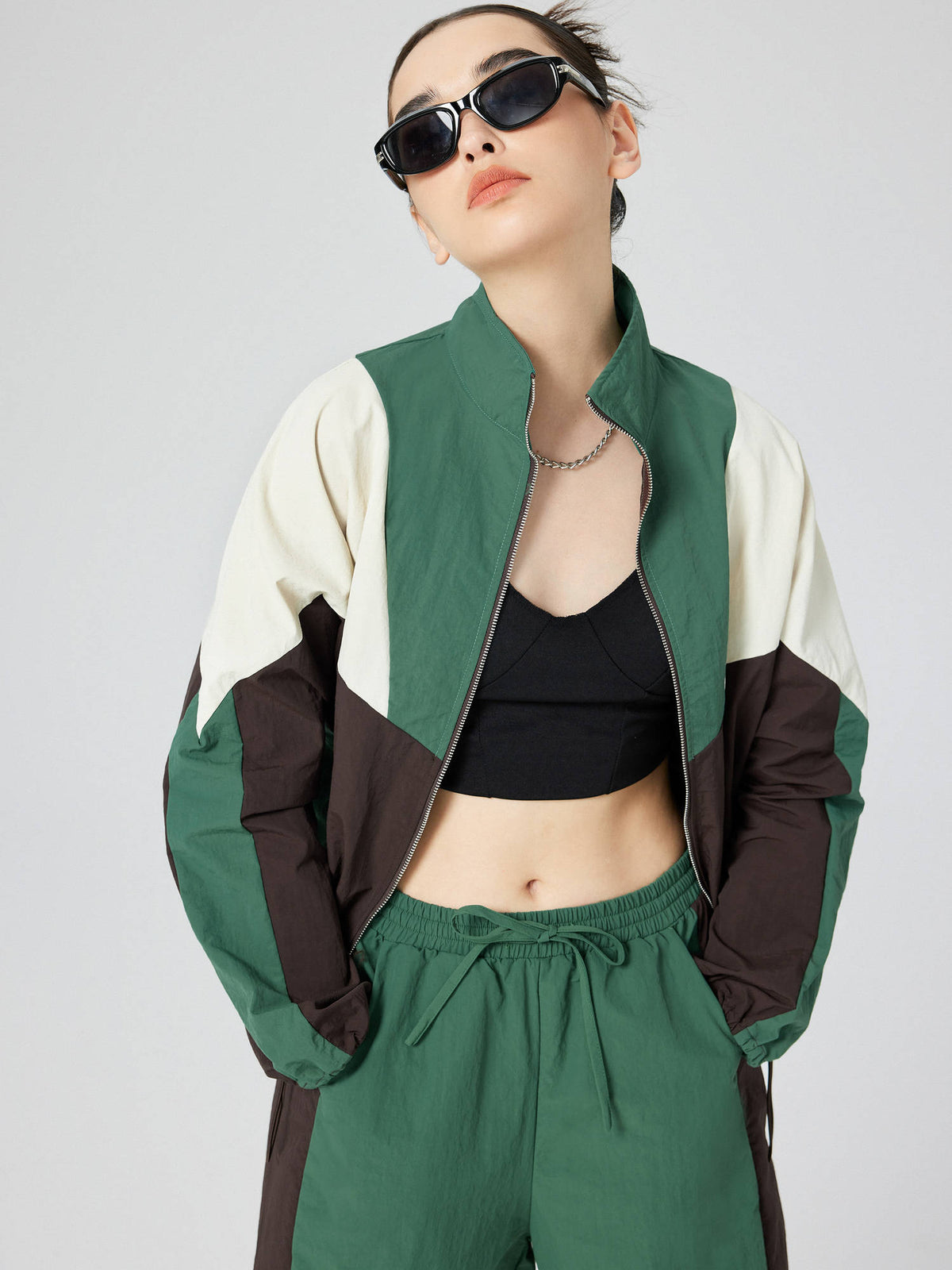 Color Block Women Super Oversized Zip-Up Windcheater Multi-Color | JK12 - view 1