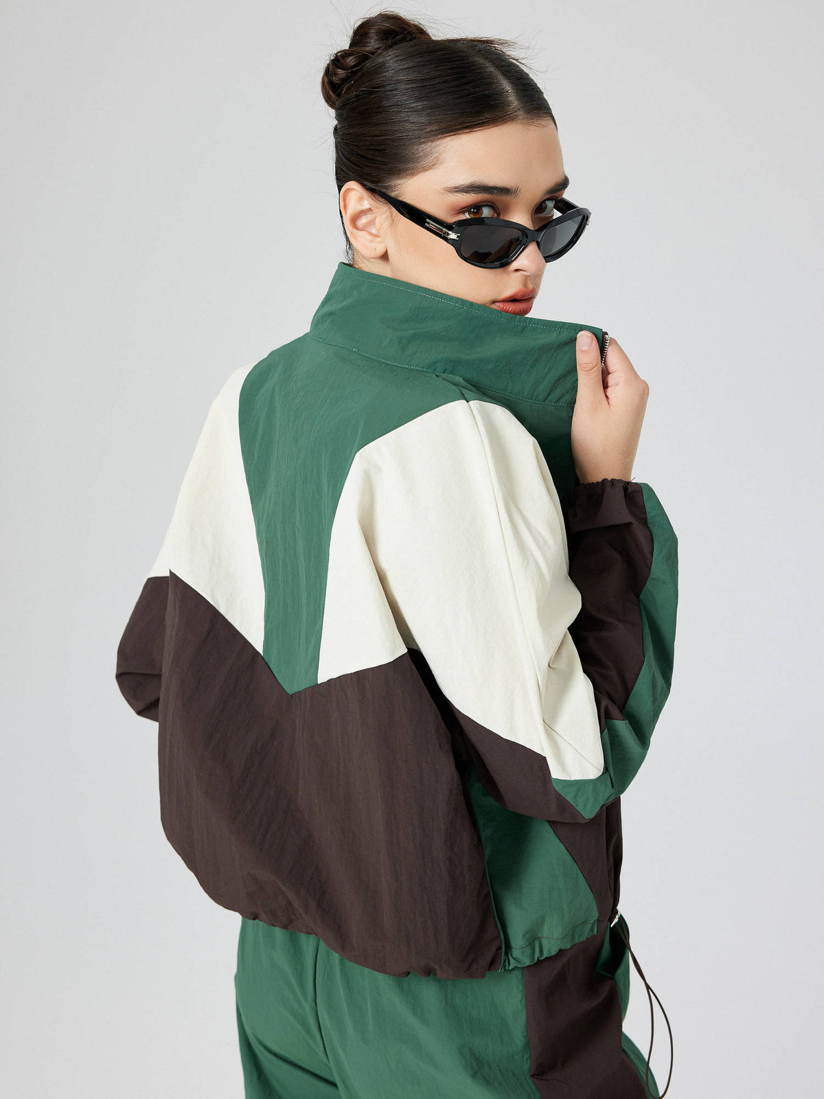 Color Block Women Super Oversized Zip-Up Windcheater Multi-Color | JK12 - view 2