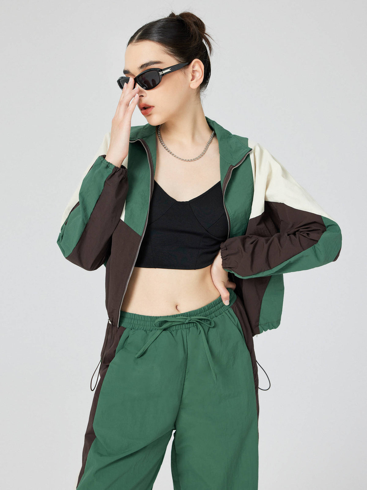 Color Block Women Super Oversized Zip-Up Windcheater Multi-Color | JK12 - view 4