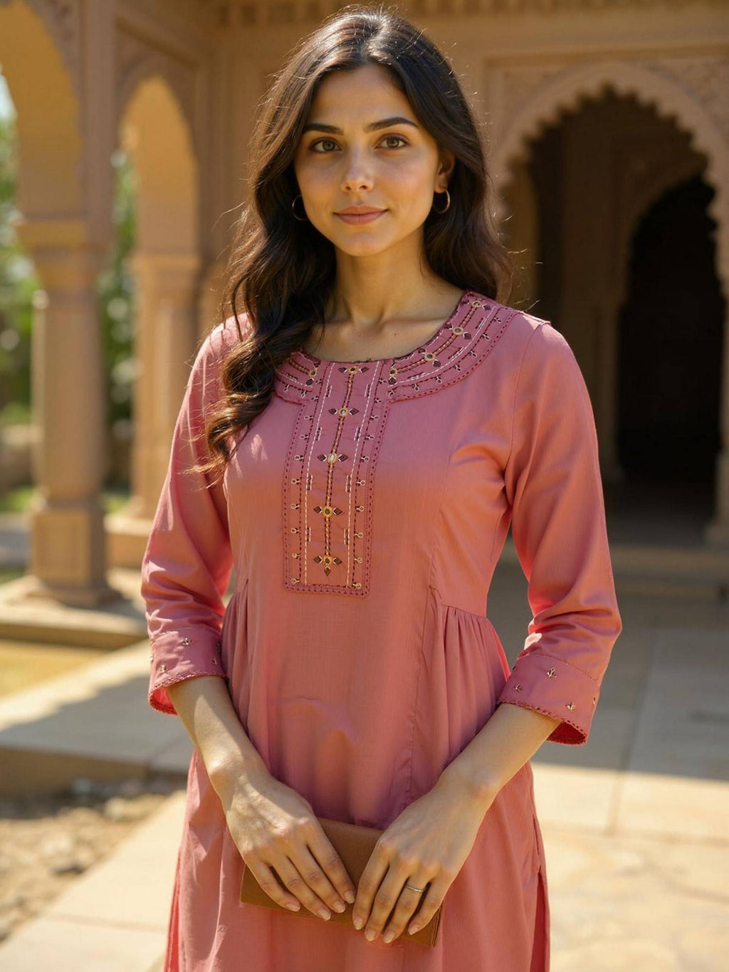 Women Pink Straight Kurta | KDG - view 5