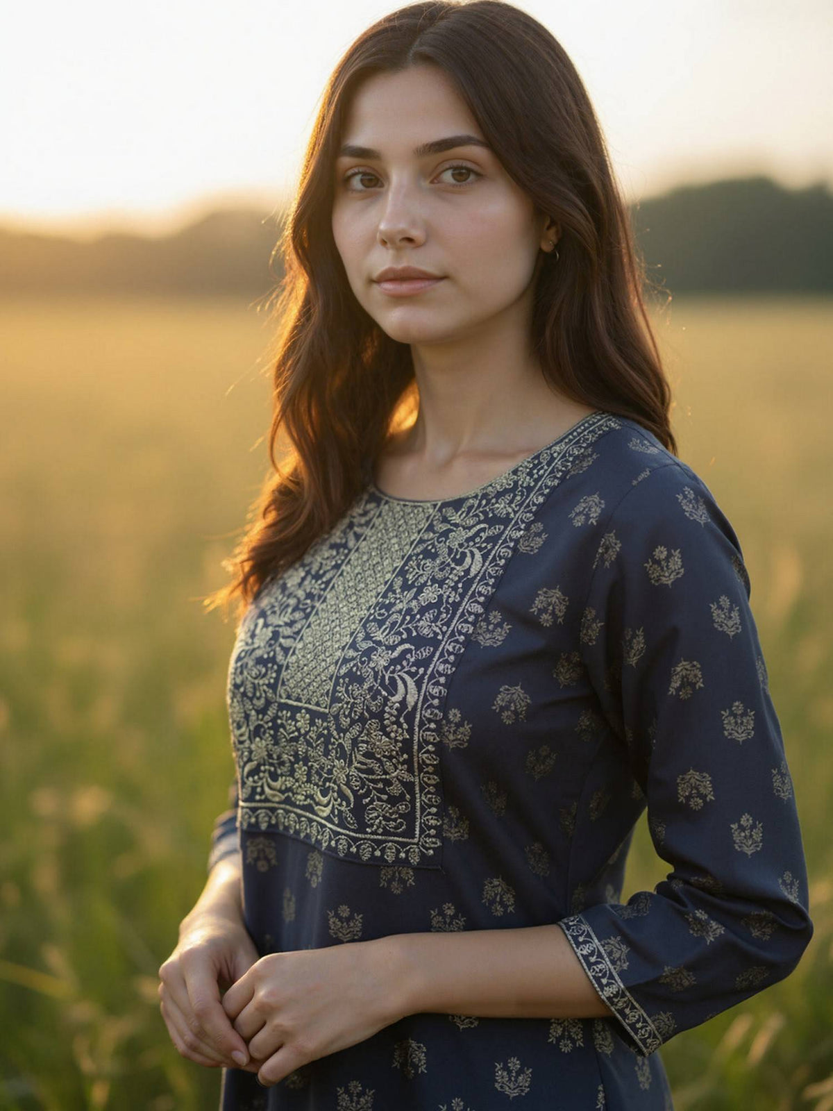 Women Dark Grey Embroidered Straight Kurta | KDG - view 5