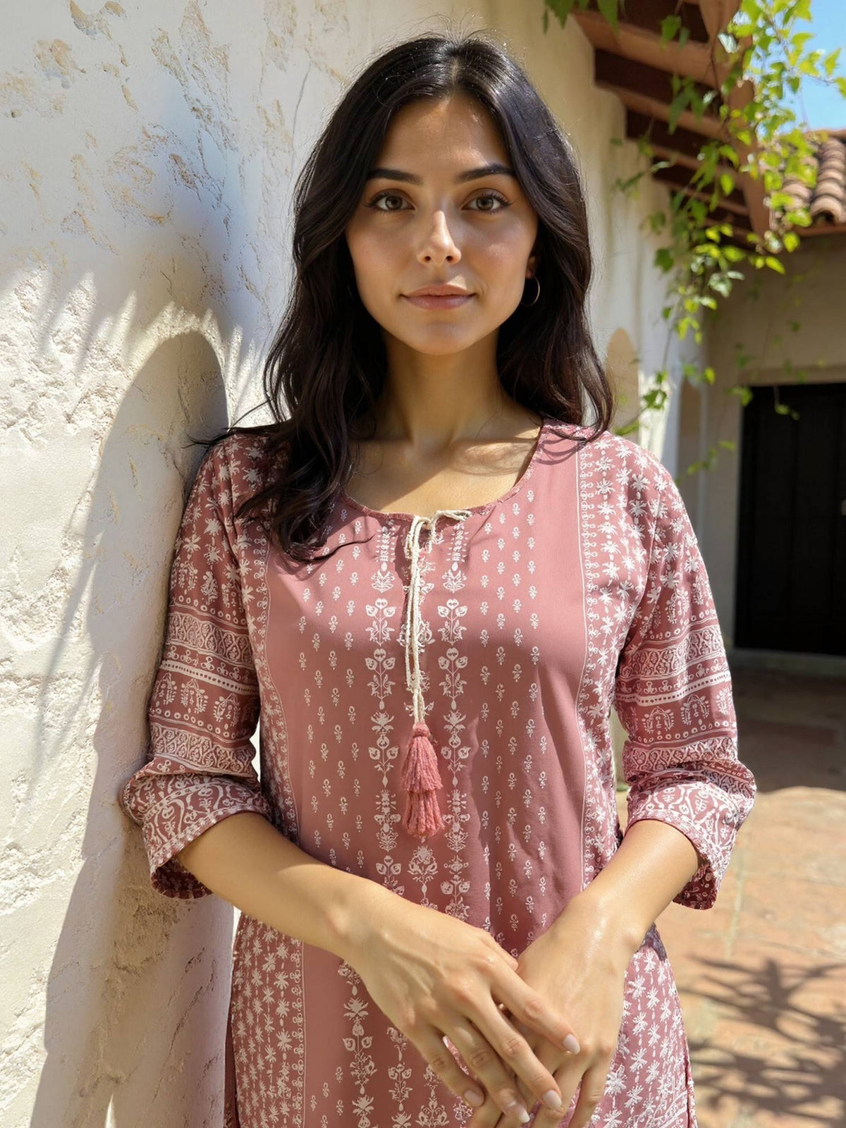 Women Tassels Pink Kurta | KDG - view 2