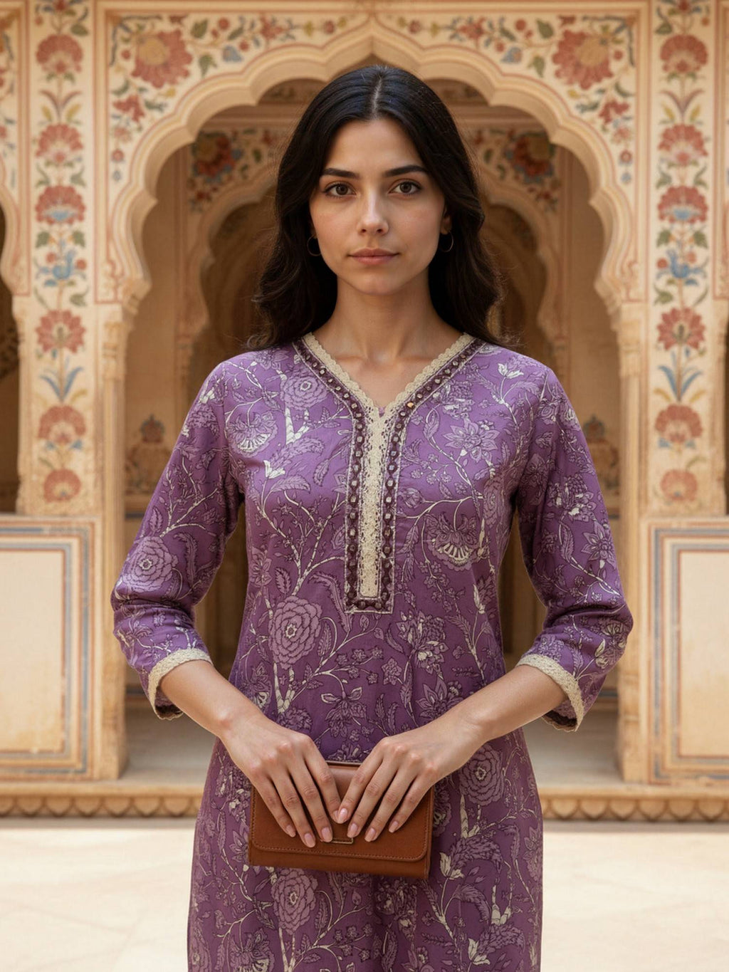 Women Purple Floral Kurta | KDG - view 2