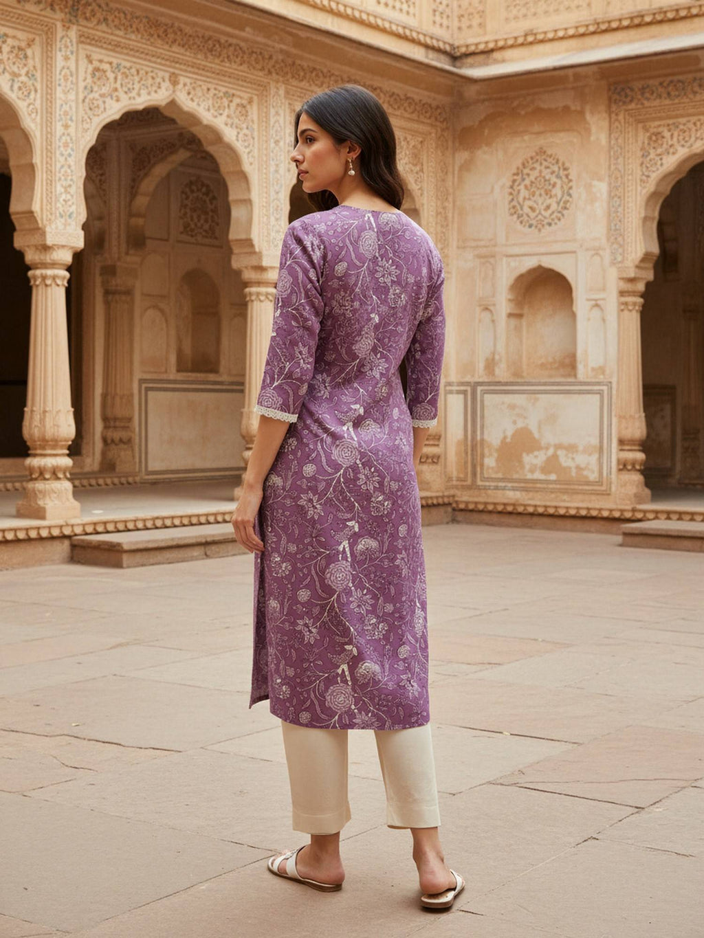 Women Purple Floral Kurta | KDG - view 3