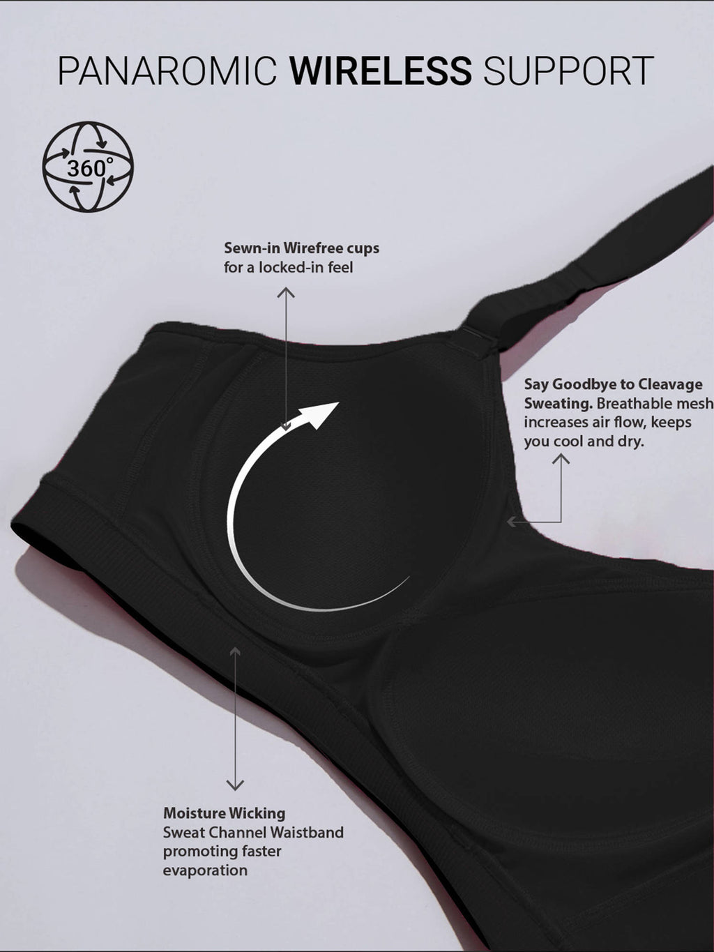Multiway Adjustable High Impact Bounce Control Padded Sports Bra, Pink - | sb09 - view 15