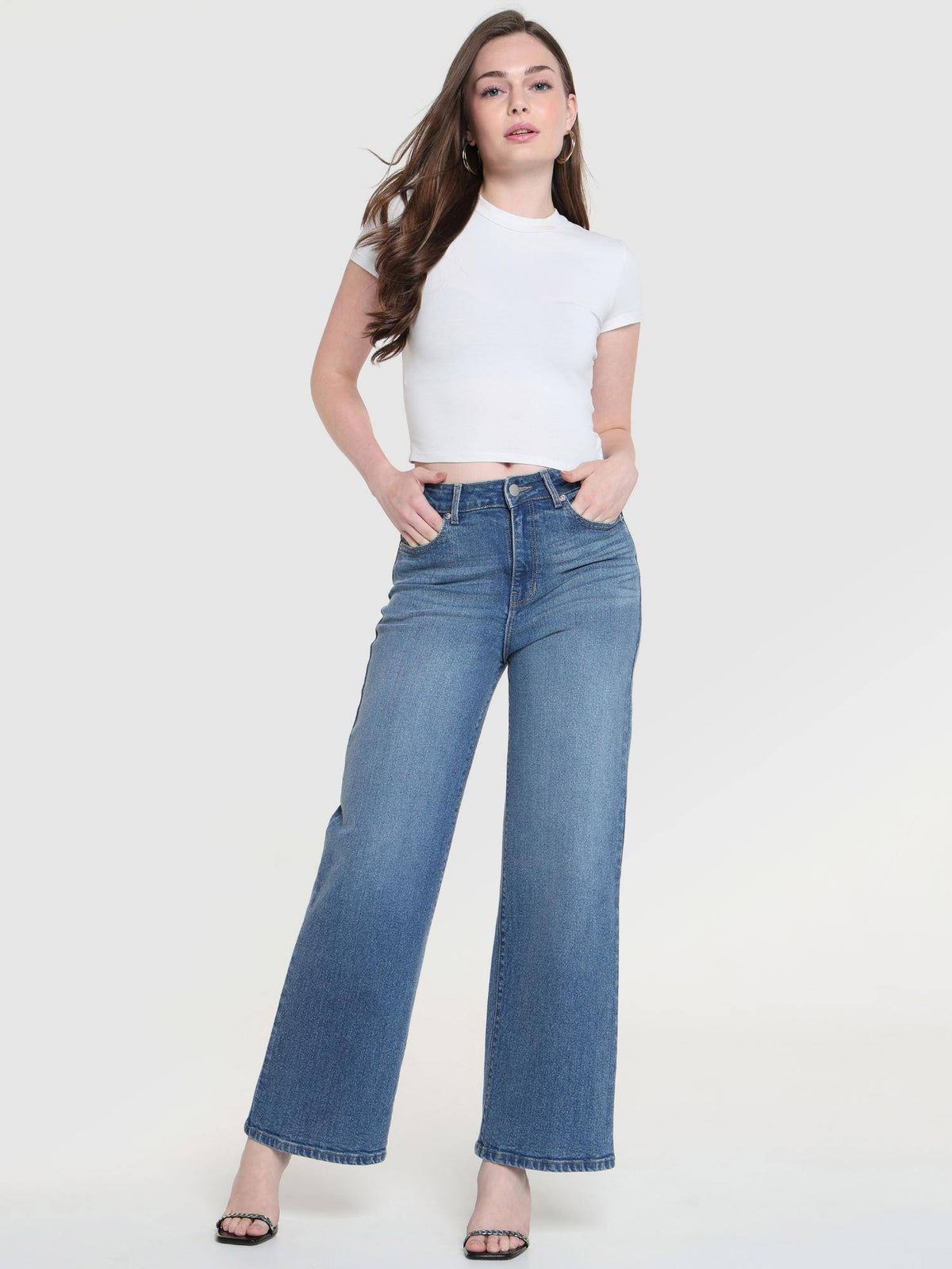 Women Blue High Rise Vintage Wide Leg Jeans | WL90 - view 2