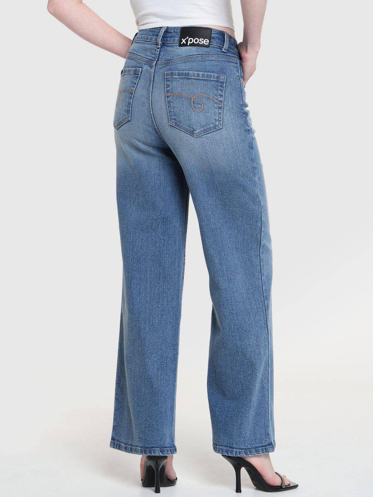Women Blue High Rise Vintage Wide Leg Jeans | WL90 - view 3