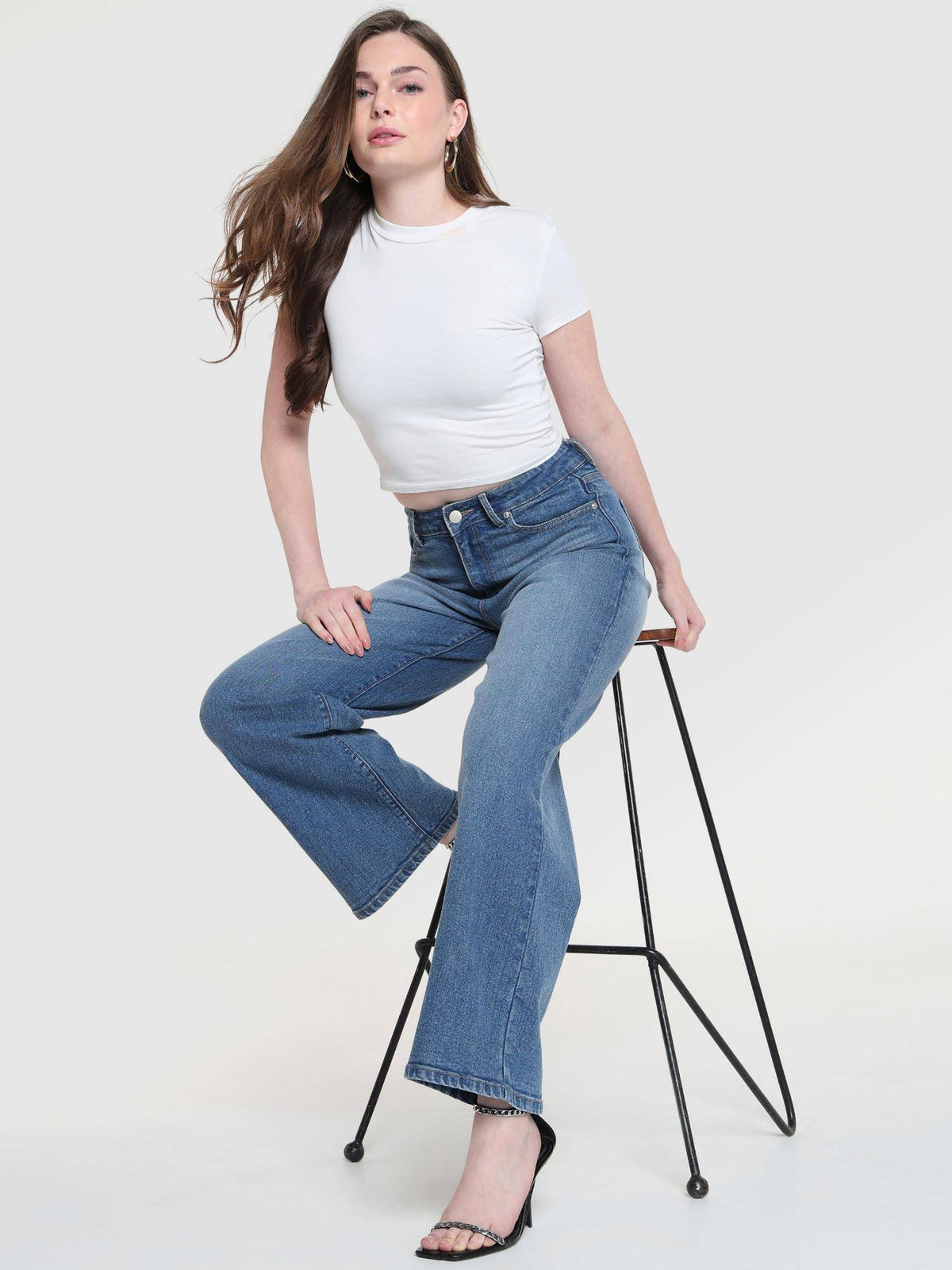 Women Blue High Rise Vintage Wide Leg Jeans | WL90 - view 5