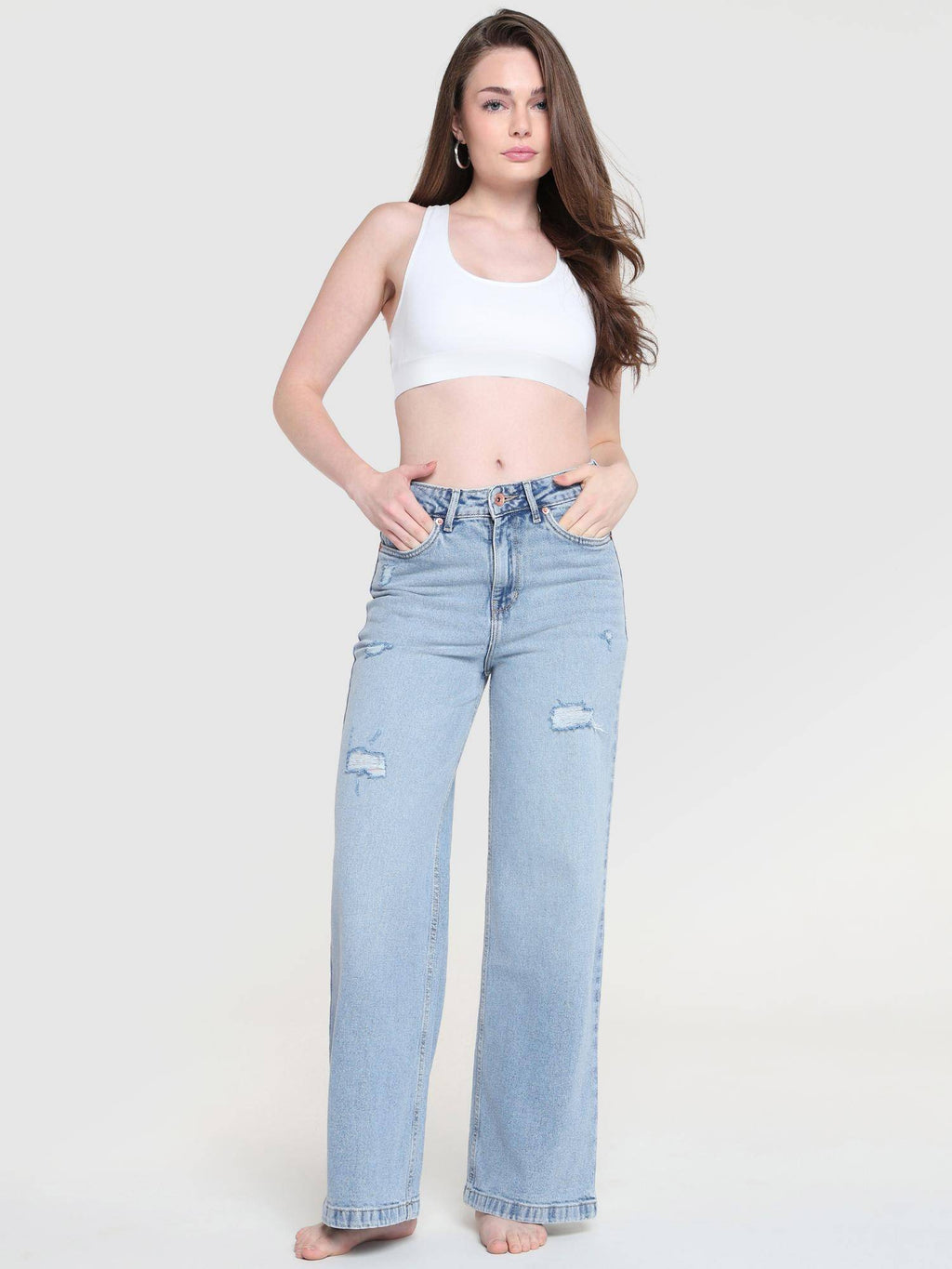 Women Blue High Rise Vintage Wide Leg Jeans | WL90 - view 2