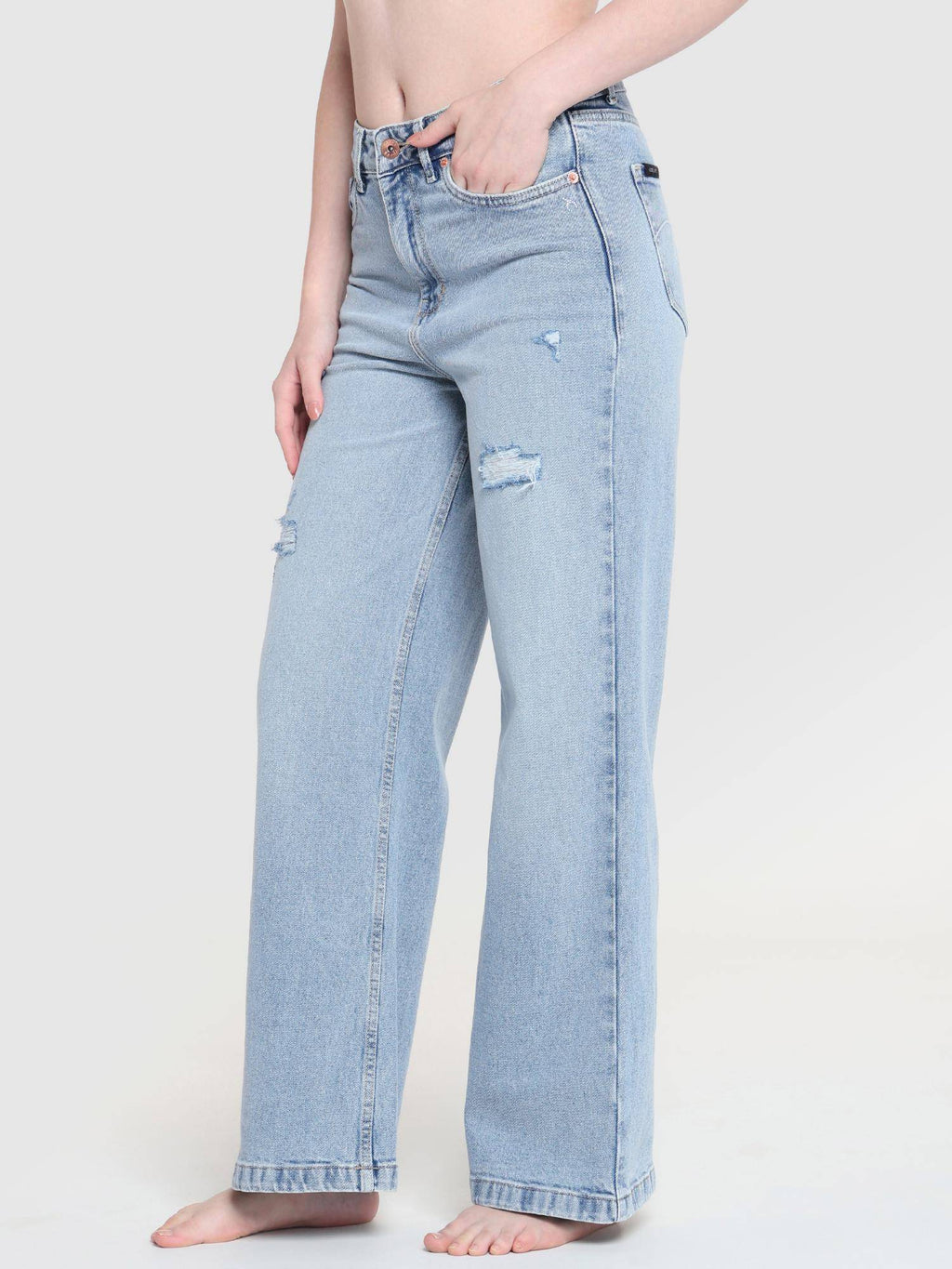 Women Blue High Rise Vintage Wide Leg Jeans | WL90 - view 4