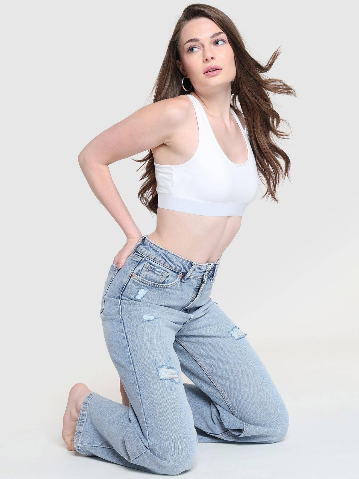 Women Blue High Rise Vintage Wide Leg Jeans | WL90 - view 5