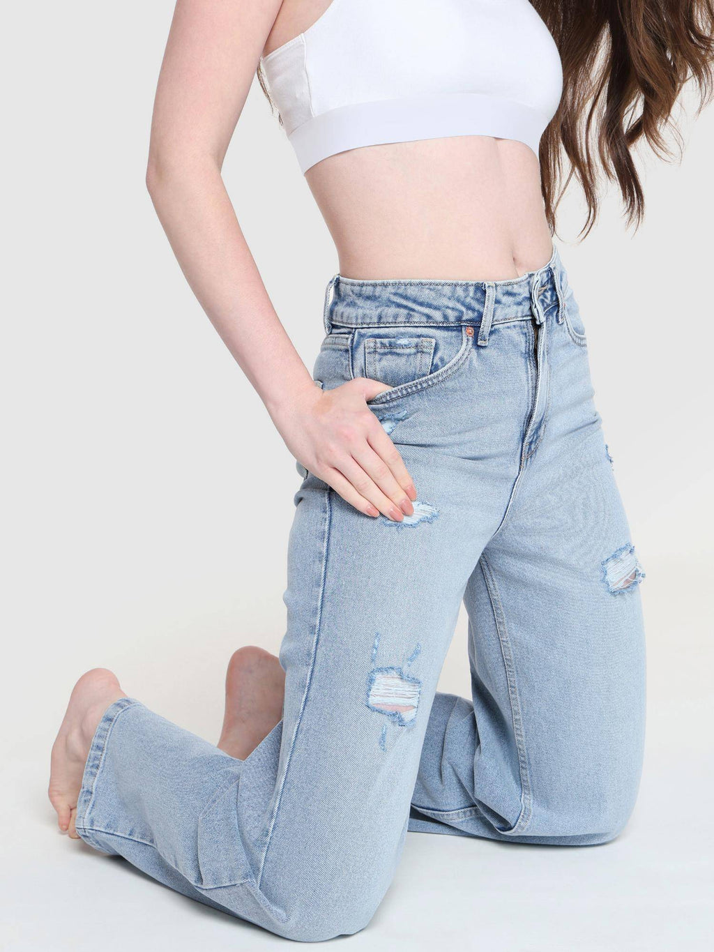 Women Blue High Rise Vintage Wide Leg Jeans | WL90 - view 6