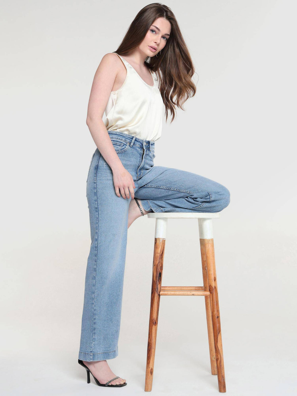 Women Blue High Rise Vintage Wide Leg Jeans | BG78 - view 5