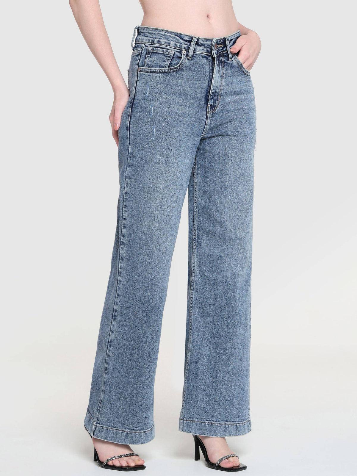 Women Blue High Rise Vintage Wide Leg Jeans | WL90 - view 1