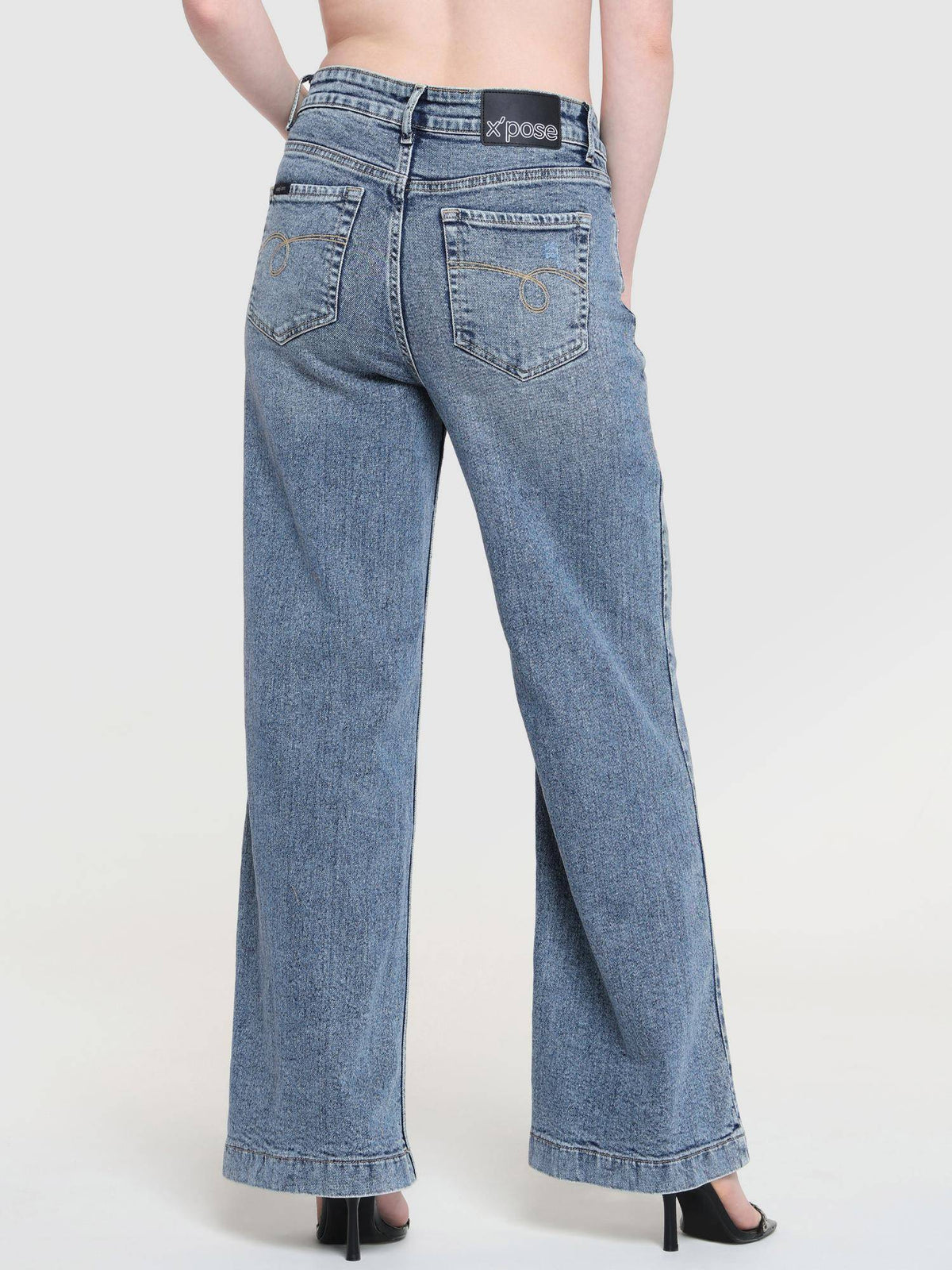 Women Blue High Rise Vintage Wide Leg Jeans | WL90 - view 3