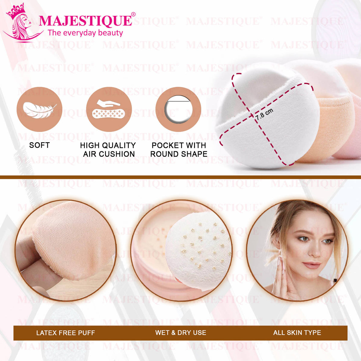 Round Cotton Powder Puffs, Washable Large Face Body Powder Puffs - Color May Vary | C83 - view 2