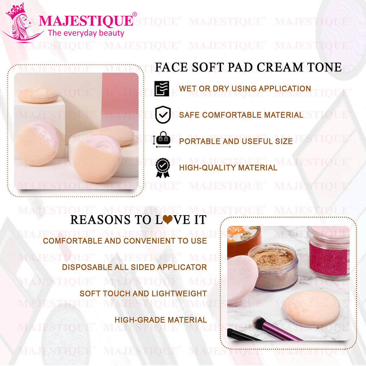 Round Cotton Powder Puffs, Washable Large Face Body Powder Puffs - Color May Vary | C83 - view 4