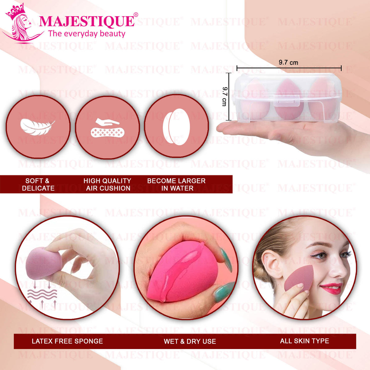 3 Piece Beauty Blender Sponge Set, With Case - Color May Vary | T32 - view 2